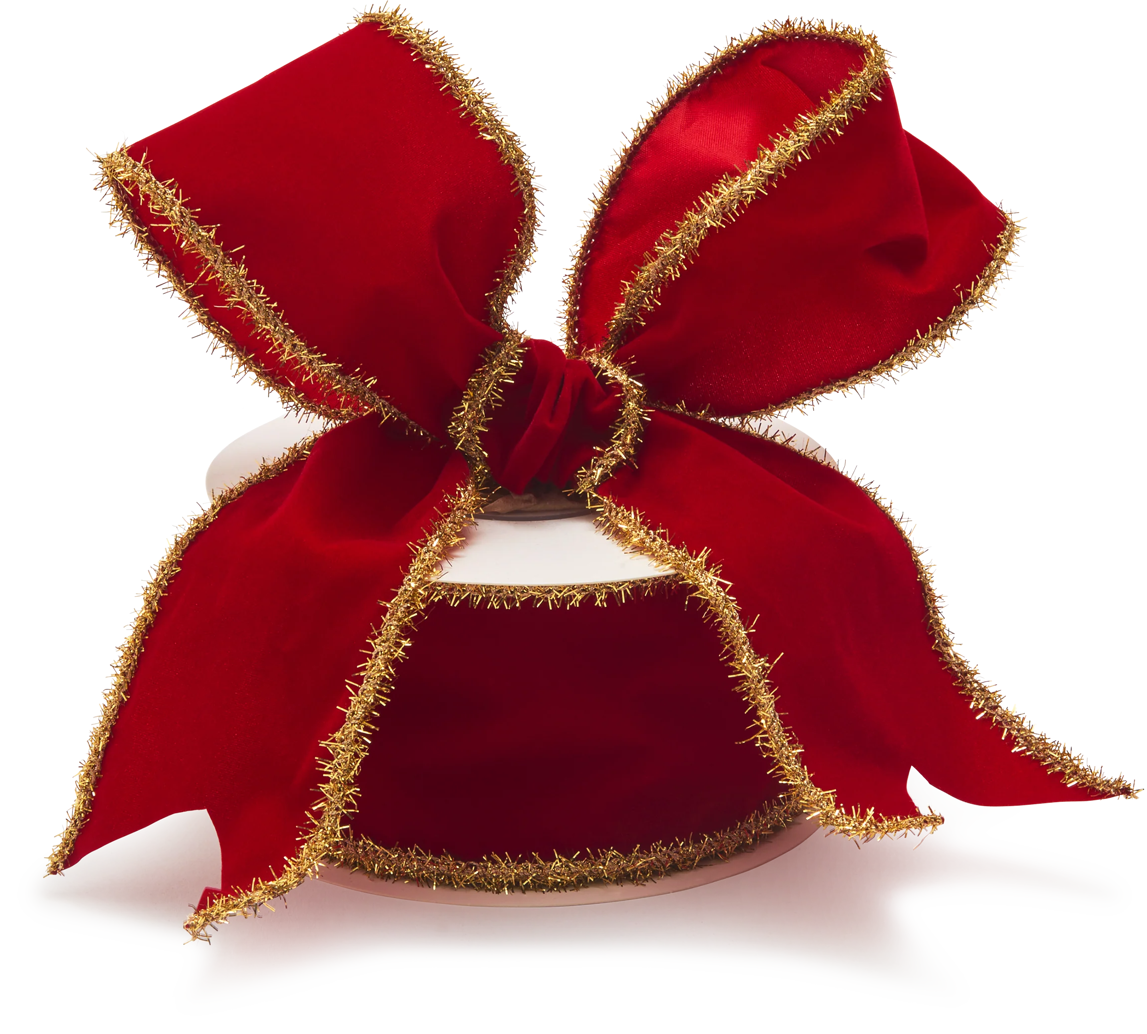 Velvet Wired Tinsel Ribbon, Red and Gold