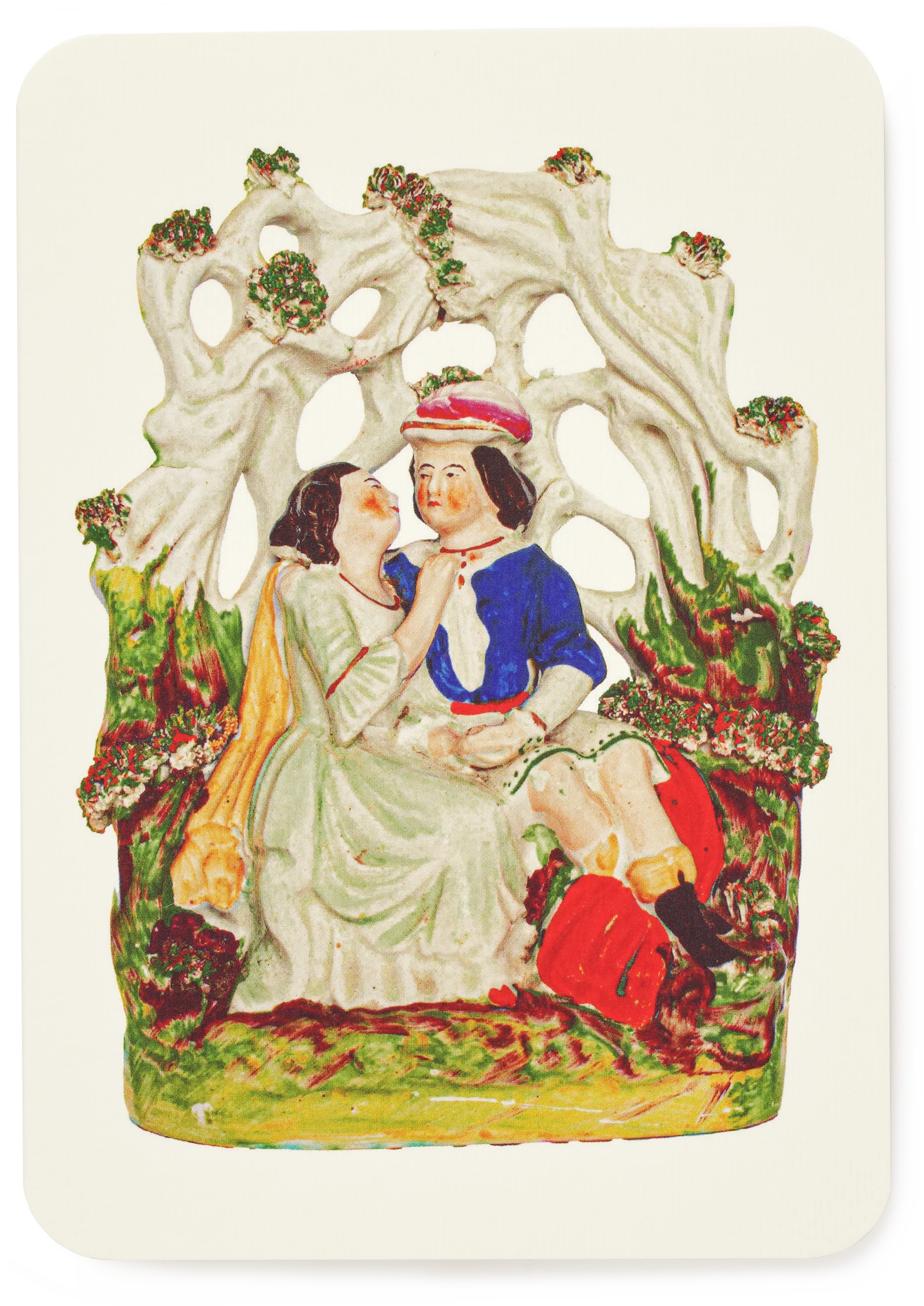 Victorian Staffordshire Figure Greeting Card, Beneath the Arbour