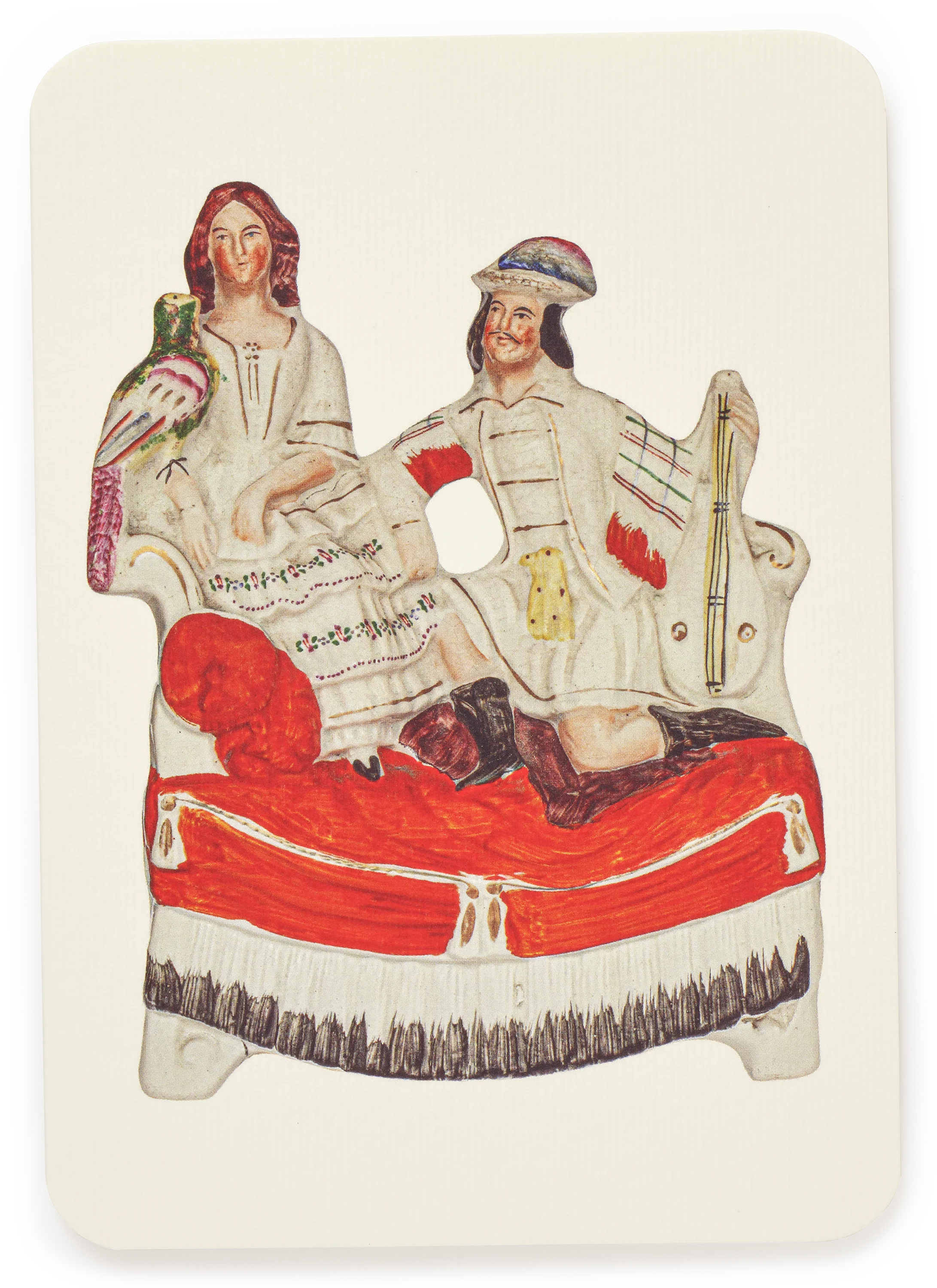 Victorian Staffordshire Figure Greeting Card, The Lovebirds