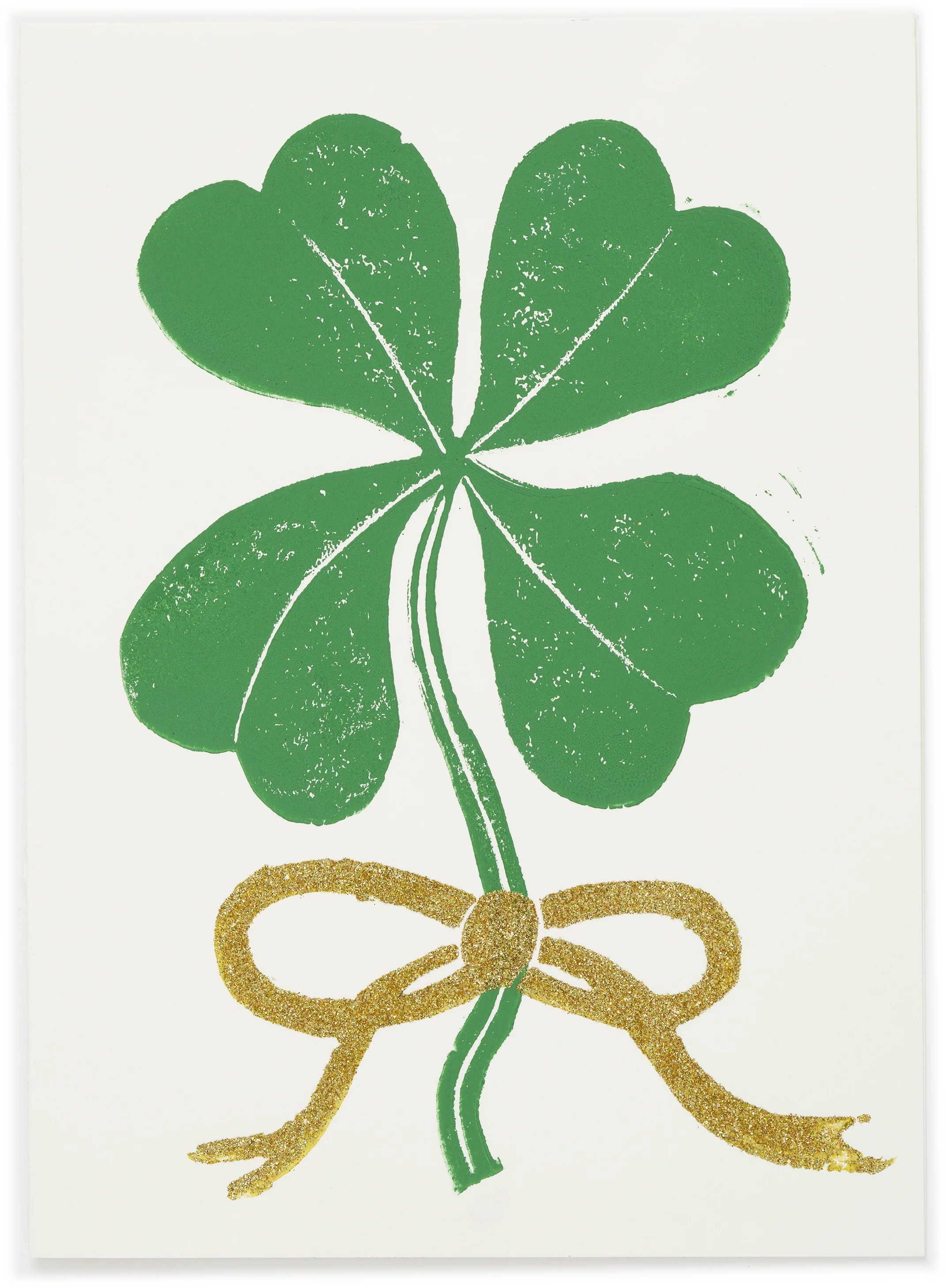 Woodblock Lucky Clover Greeting Card