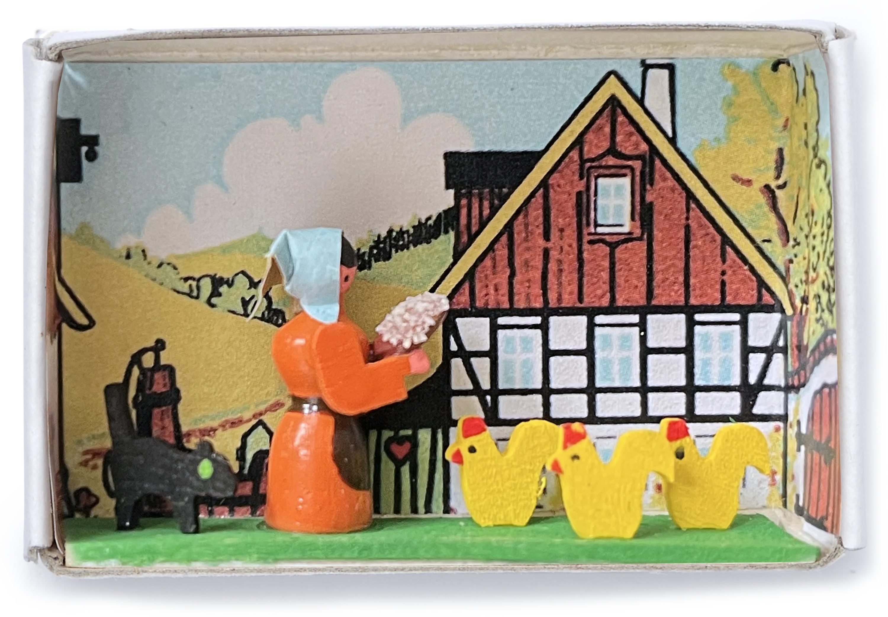 Wooden Miniature Matchbox Diorama, Farmyard